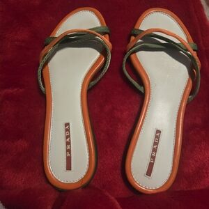 Prada Women's Orange and Green Sandals
